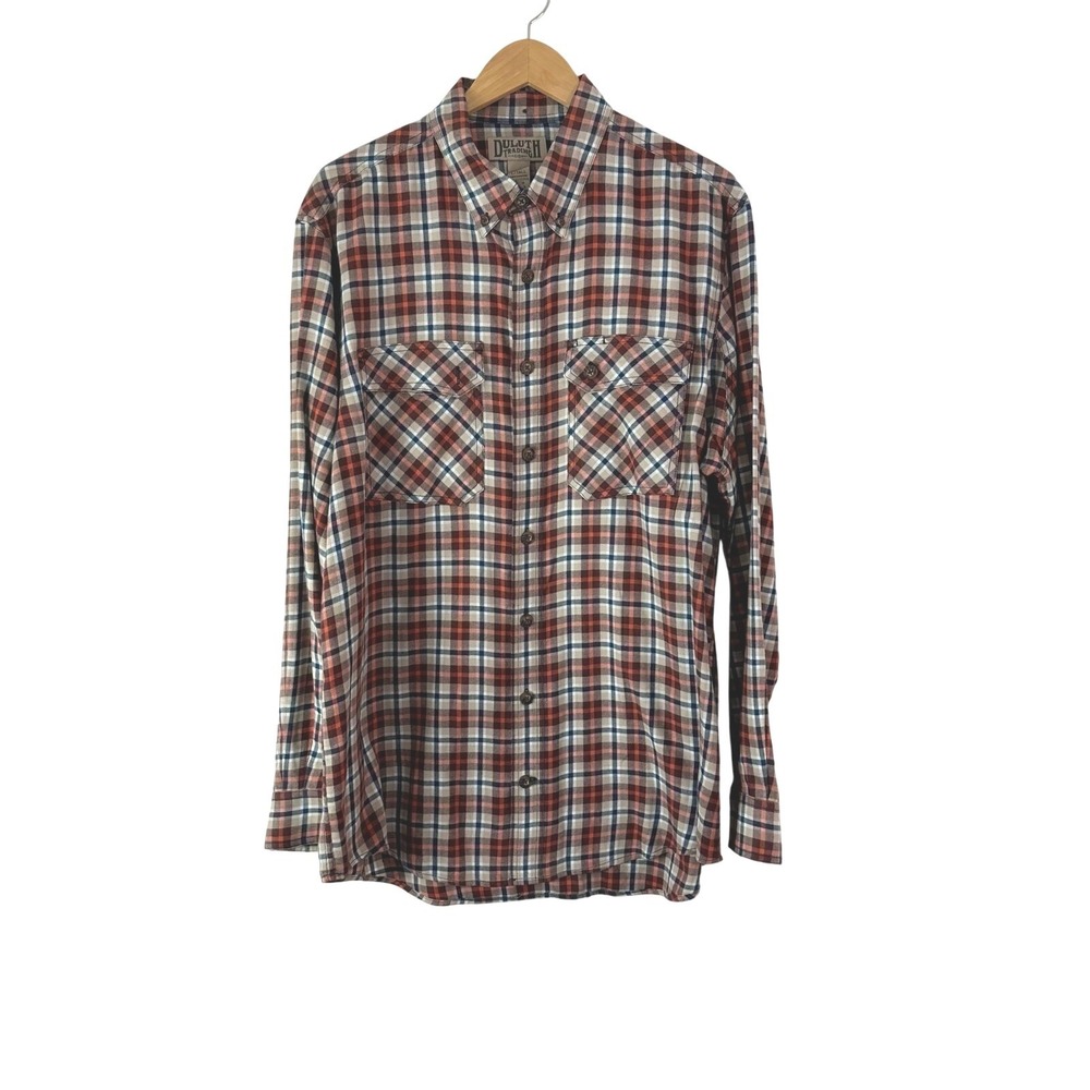 Duluth Trading Co. Mens Large Tall Plaid Shirt Multicolor Button Down Pockets
